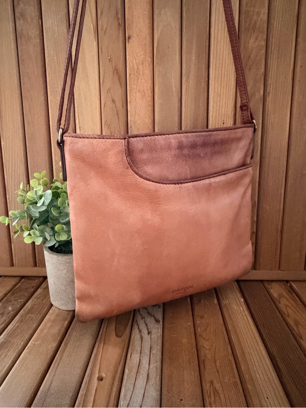 Margot Leather Crossbody Bag in Tan, Minimalist Vintage Style